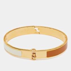 Pre Owned Fendi The Fendista Bicolor Enamel Gold Tone Bracelet M