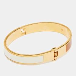 Pre Owned Fendi The Fendista Bicolor Enamel Gold Tone Bracelet M