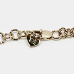 Pre Owned Fendi Identification FF Gold Tone Pendant Necklace