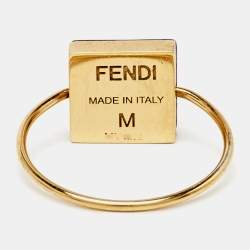 Pre Owned Fendi Resin Gold Tone Ring  Size 52