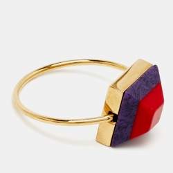 Pre Owned Fendi Resin Gold Tone Ring  Size 52