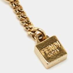 Pre Owned Fendi Flower Resin Gold Tone Charm Bracelet