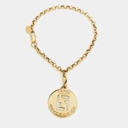 Pre Owned Fendi Identification Gold Tone Charm Bracelet