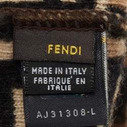 Pre Owned Fendi Brown Zucca FF Logo Wool Blend Beanie