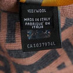 Pre Owned Fendi Pink & Grey Zucca Monogram Wool Stole