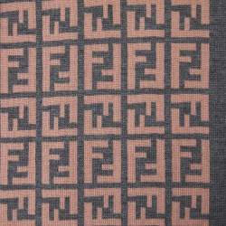 Pre Owned Fendi Pink & Grey Zucca Monogram Wool Stole