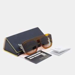 Pre Owned Fendi Brown/Grey FF0381/S Embellished Logo Square Sunglasses