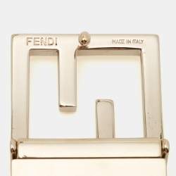 Fendi Beige/Brown Zucca Coated Canvas FF Logo Reversible Belt 90CM