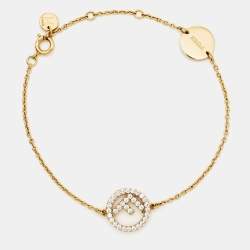 Fendi F is Fendi Crystal Gold Tone Bracelet