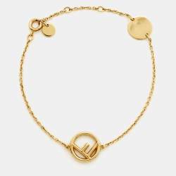 مملوكة مسبقًا سوار فندي أف إذ فندي معدن ذهبي اللون مزين كريستال