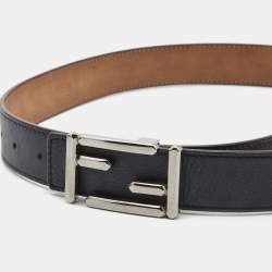 Fendi Navy Blue Leather FF Buckle Belt 