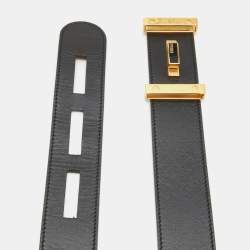 Fendi Black Leather Peekaboo Waist Belt 90CM