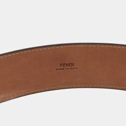Fendi Brown/Black Zucca Embossed Leather F Buckle Belt 90CM