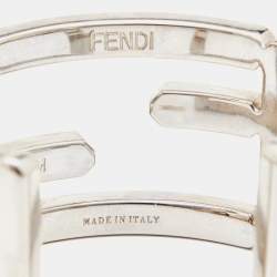 Pre Owned Fendi Silver Tone Zucca Cutout Open Cuff Bracelet