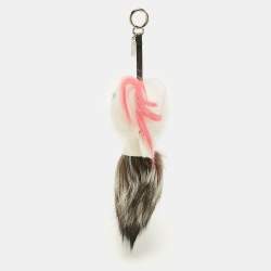 Pre Owned Fendi Multicolor Mink & Fox Fur Karlito Bag Charm