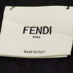 Fendi Black Applique Detail Karlito Silk & Wool Scarf