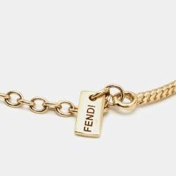 Pre Owned Fendi Baguette Logo Gold Tone Chain Bracelet
