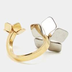 مملوكة مسبقًا Fendi Flower Motif Two Tone Open Ring Size S