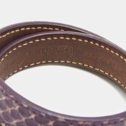 Fendi Purple Leather Gold Tone Double Wrap Bracelet