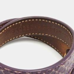 Fendi Purple Leather Gold Tone Double Wrap Bracelet