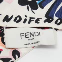Fendi Multicolor Flower Print Silk Bandeau Scarf