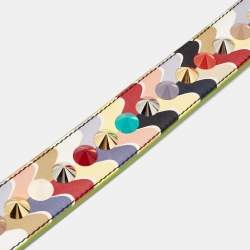Pre Owned Fendi Multicolor Printed Leather Studded Strap You Bag Strap