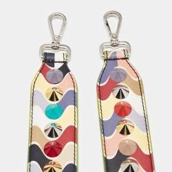 Pre Owned Fendi Multicolor Printed Leather Studded Strap You Bag Strap