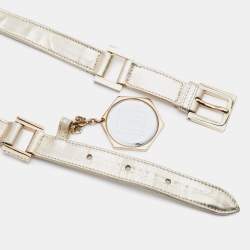 Pre Owned Fendi Metallic Leather Slim Waist Belt 90CM