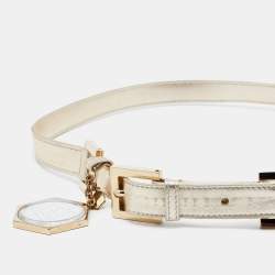 Pre Owned Fendi Metallic Leather Slim Waist Belt 90CM