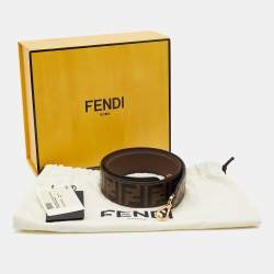مملوكة مسبقًا Fendi Brown Zucca Leather Strap You Bag Strap