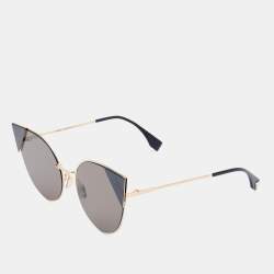 Pre Owned Fendi Gold/Black FF091/S Cate Eye Sunglasses