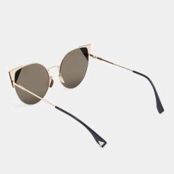 Pre Owned Fendi Gold/Black FF091/S Cate Eye Sunglasses