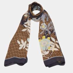 Pre Owned Fendi Multicolor FF FLoral Print Silk Stole
