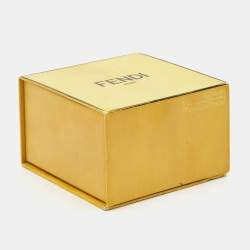 Pre Owned Fendi Logo Crystal Pink Stone Gold Tone Double Strand Necklace