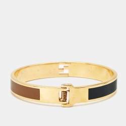 Fendi Fendista Bicolor Enamel Gold Tone Bracelet S