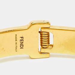 مملوكة مسبقًا Fendi Fendista Crystal Studded Gold Tone Bracelet S
