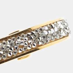 مملوكة مسبقًا Fendi Fendista Crystal Studded Gold Tone Bracelet S