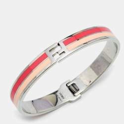 Pre Owned Fendi Fendista BiColor Enamel SIlver Tone Bracelet