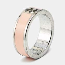 Fendi Fendista Bicolor Enamel Silver Tone Ring Size 51