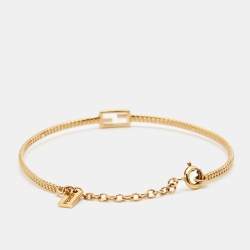 Pre Owned Fendi Baguette Gold Tone Bracelet
