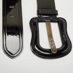 Pre Owned Fendi Black Patent Leather Wide Buckle Belt 90CM