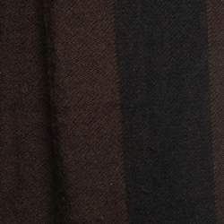Pre Owned Fendi Vintage Brown/Black Logo Wool Scarf