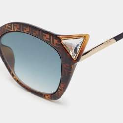 Fendi Brown/Black FF Gradient Crystals Cat Eye Sunglasses