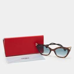 Fendi Brown/Black FF Gradient Crystals Cat Eye Sunglasses