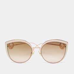 Pre Owned Fendi Copper Tone/ Brown Pink Gradient FF0290/S Oversize Cat-Eye Sunglasses