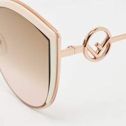 Pre Owned Fendi Copper Tone/ Brown Pink Gradient FF0290/S Oversize Cat-Eye Sunglasses