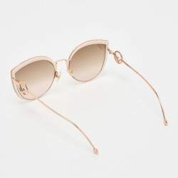 Pre Owned Fendi Copper Tone/ Brown Pink Gradient FF0290/S Oversize Cat-Eye Sunglasses
