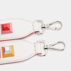 مملوكة مسبقًا Fendi White Leather Studded Strap You Shoulder Bag Strap