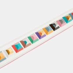 مملوكة مسبقًا Fendi White Leather Studded Strap You Shoulder Bag Strap