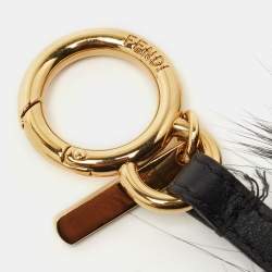 Pre Owned Fendi  Black Leather and Fox Fur Hypnoteyes Bag Charm 